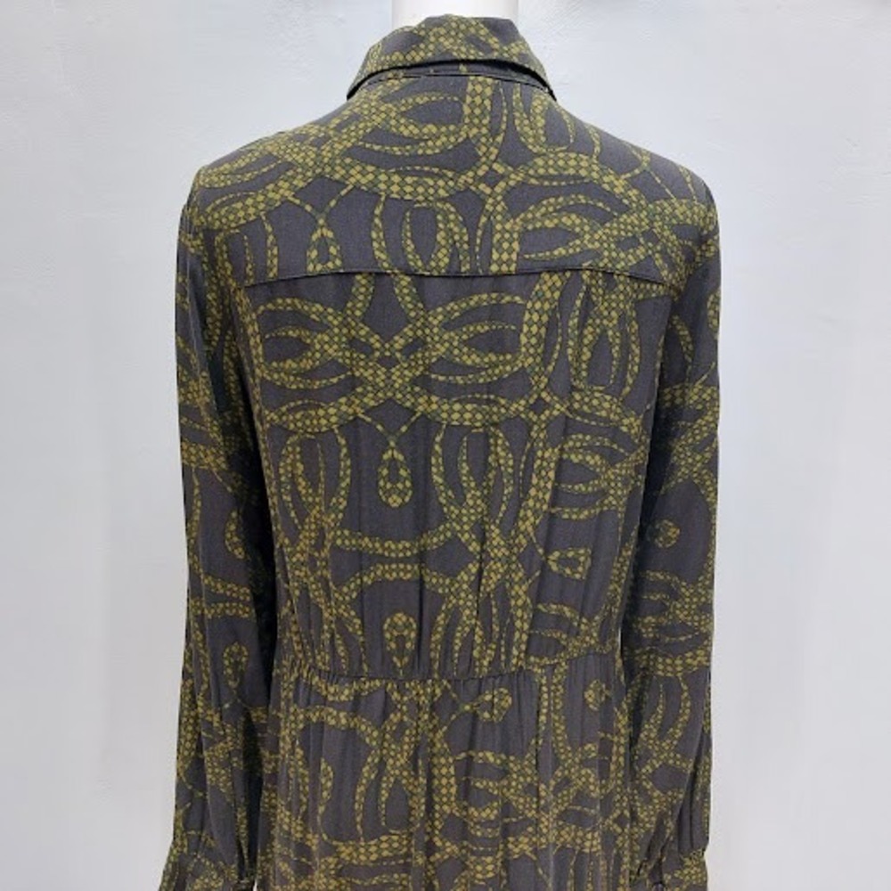Richard Allen x H&M Shirt Dress Women's Size 4 Grey Green Snake Print Maxi Mod - Picture 6 of 11